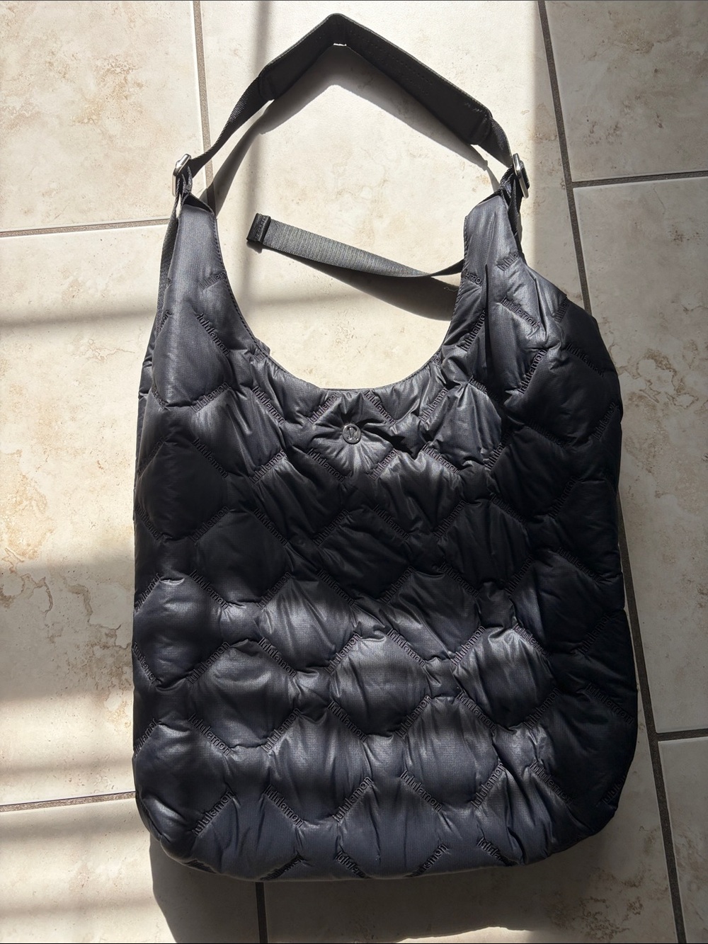 Lululemon Quilted Black Shoulder Tote Bag